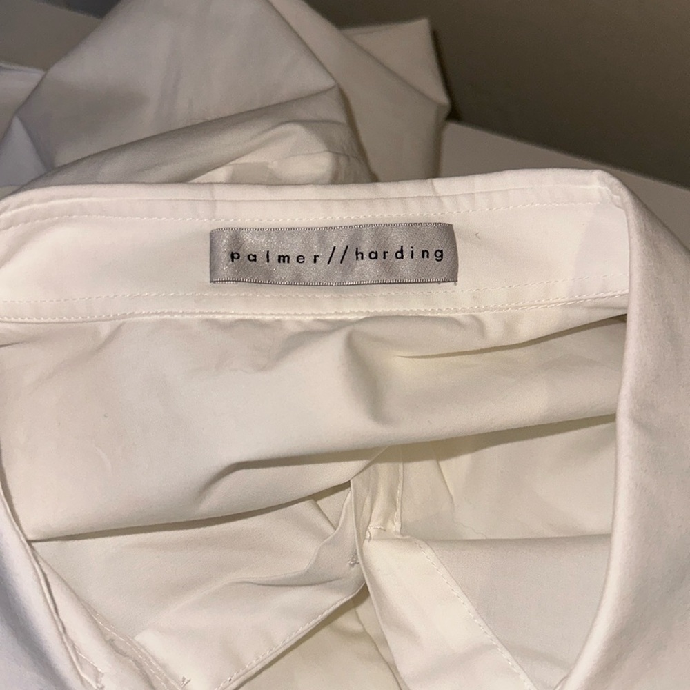 Palmer Harding $756 White Button Down Shirt with Asymmetrical Hem New Size 12 - Picture 4 of 6